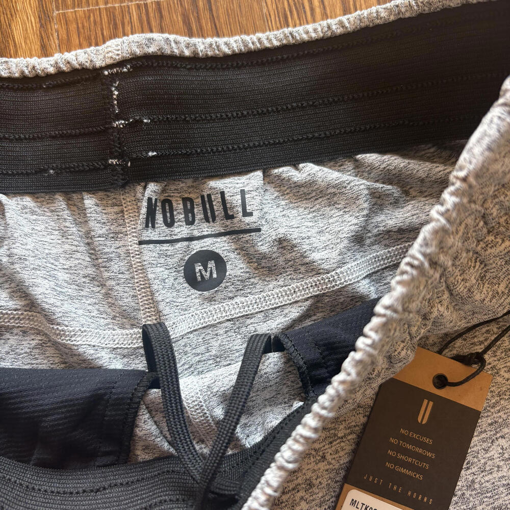 NOBULL Men's Lightweight White Heather Knit Short Bundle of 4  - NEW WITH TAG - Picture 4 of 4
